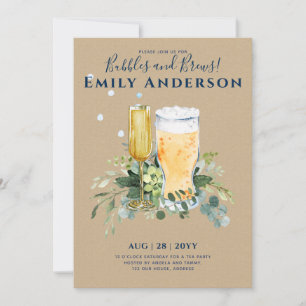 Humour Bubbles n Brews Beer Champers Bridal Shower Invitation