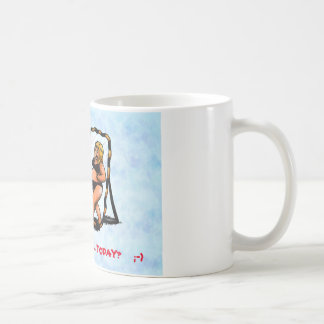 Humour cartoon funny scared woman looking mirror coffee mug