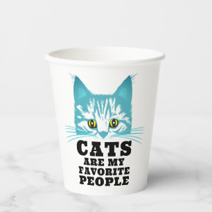 Humour Cats Are My Favourite Funny Teal Black Typo Paper Cups