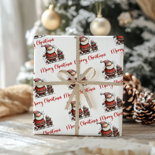 Humour Christmas Quirky Santa Minimal Watercolor  Wrapping Paper