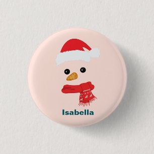 Humour Cute snowman Santa face Holiday party 3 Cm Round Badge