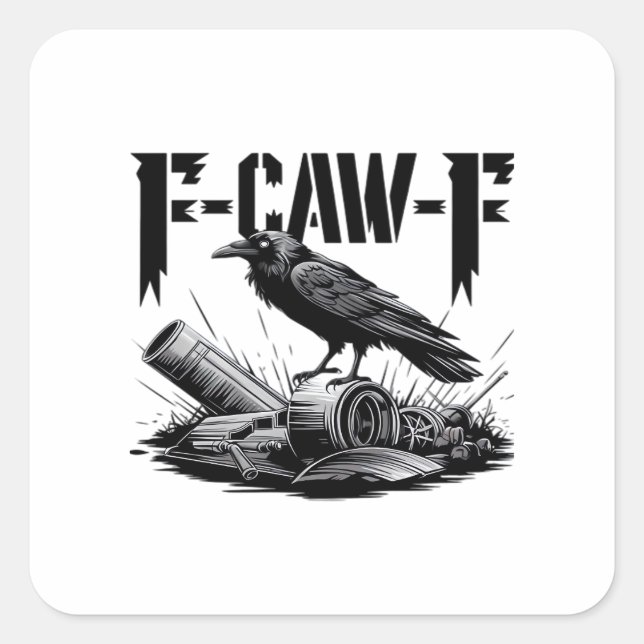 Humour Funny F-Caw-F Gothic Crow Essential Aesthet Square Sticker (Front)