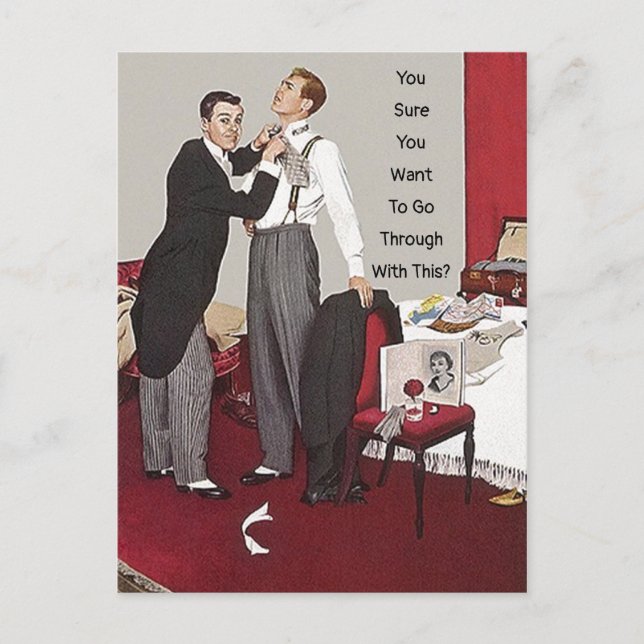 Humour Funny LOL cold feet w/ marriage run away Holiday Postcard (Front)
