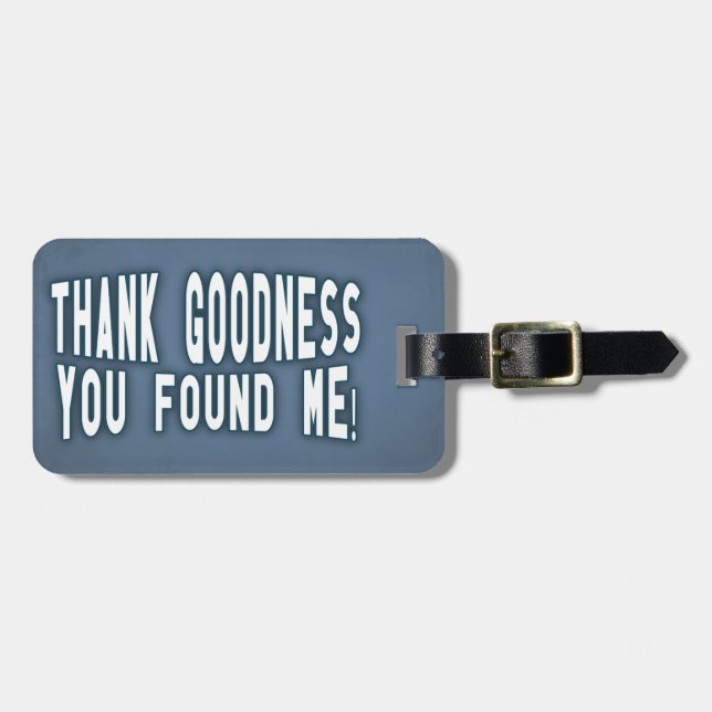 Humour Funny Travel Luggage Modern Blue Tag (Front Horizontal)