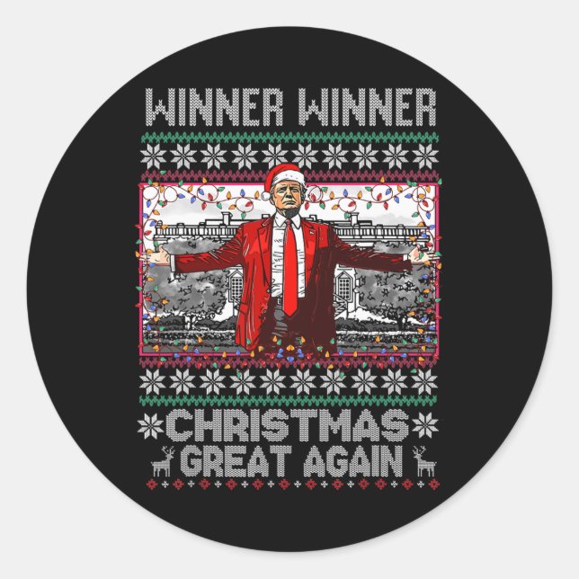 Humour Funny Trump Winner Winner Christmas Great A Classic Round Sticker (Front)