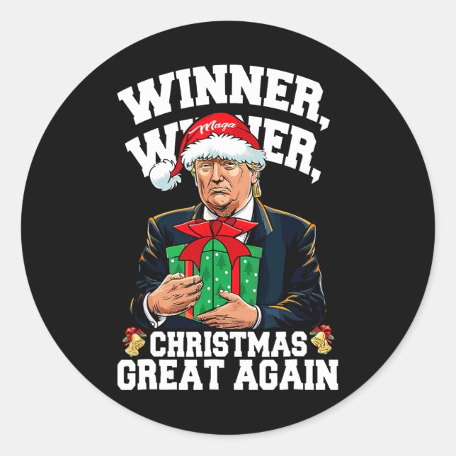 Humour Funny Trump Winner Winner Christmas Great A Classic Round Sticker (Front)