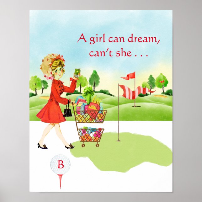 Humour Grocery Shopping vs Golf Girl Can Dream  Poster (Front)