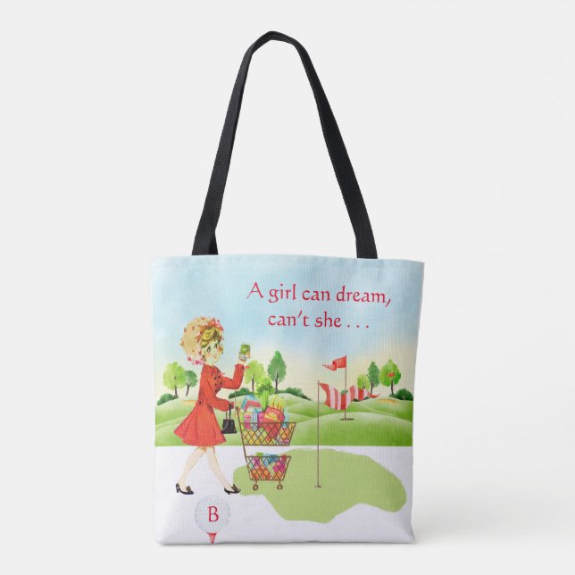 Humour Grocery Shopping vs Golf Girl Can Dream Tot Tote Bag (Back)