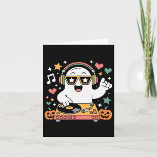 Humour Halloween Ghost Dj With Turntable Music Cos Card