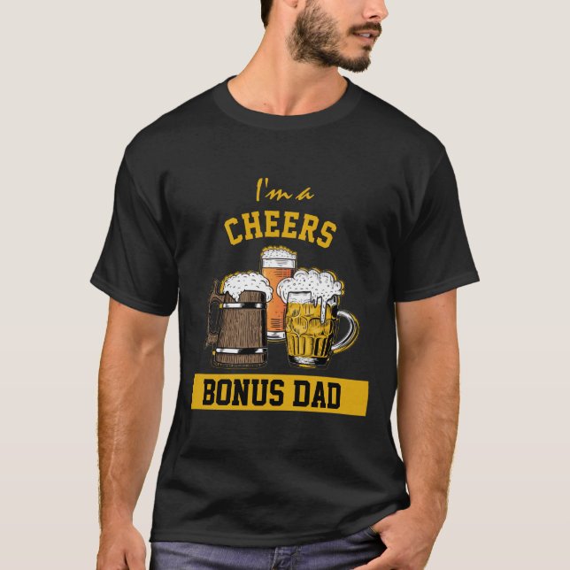 Humour I'M A CHEERS BONUS DAD Black T-Shirt (Front)