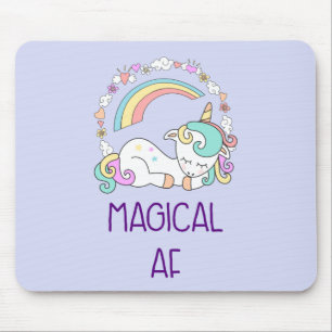 Humour - Magical AF. Unicorn, Rainbow & Cute Stuff Mouse Mat