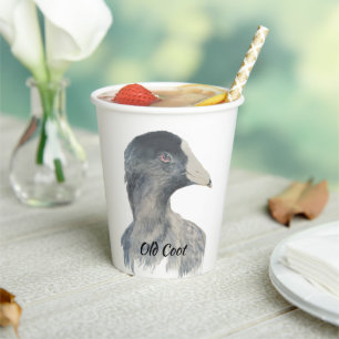 Humour Old Coot Waterbird Fun Idiom , Animal Paper Cups