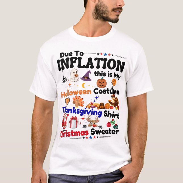 Humour Quote Due to Inflation Halloween cute Spook T-Shirt (Front)
