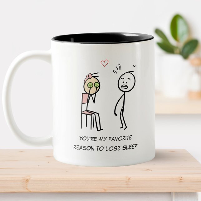 Humour Quote Facial Funny Valentines Day Stickman Two-Tone Coffee Mug (Creator Uploaded)