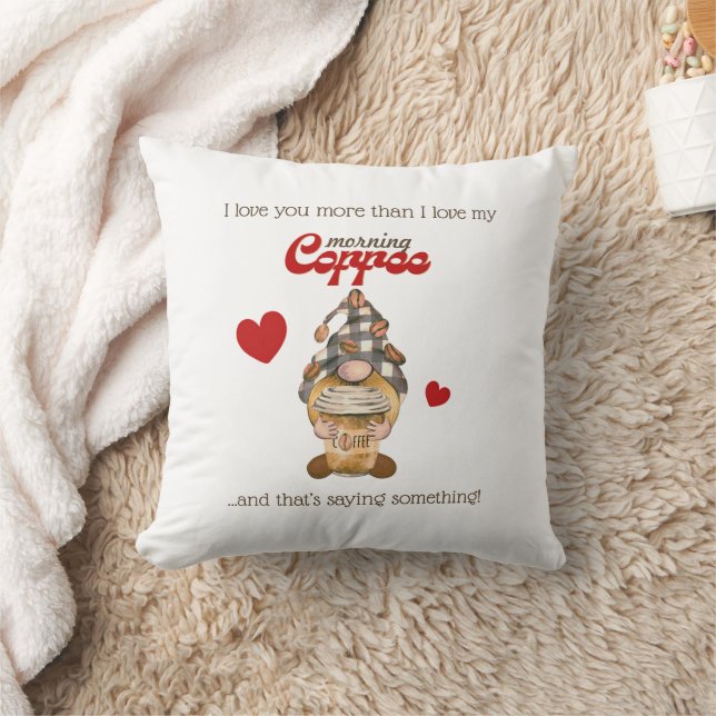 Humour Quote Gnome Coffee Funny Valentines Day Gif Cushion (Blanket)