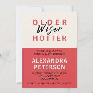 Humour Red Older Wiser Hotter 91st birthday Invitation