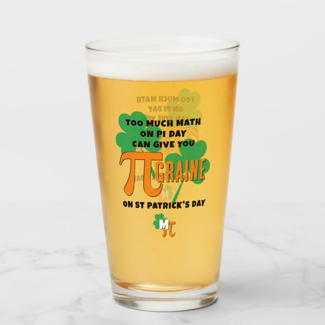 Humour St Patrick's Day Pi Day Math Monogram Glass (Front Filled)