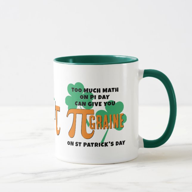 Humour St Patrick's Day Pi Day Math Monogram Mug (Right)