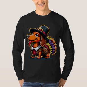 Humour Thanksgiving Turkey Weiner Dachshund Dog T-Shirt