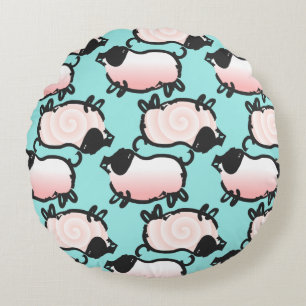 Humourous 1 Pig Year Birthday Choose Colour Round  Round Cushion