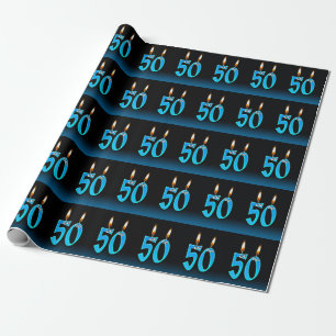 humourous 50th birthday candles with eyeballs wrapping paper