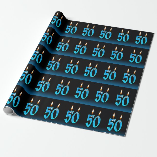 humourous 50th birthday candles with eyeballs wrapping paper (Unrolled)