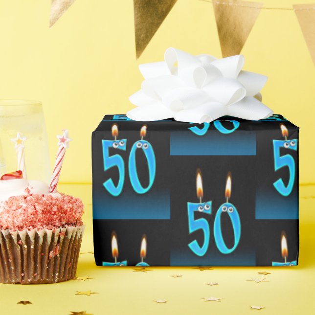 humourous 50th birthday candles with eyeballs wrapping paper (Birthday Party)