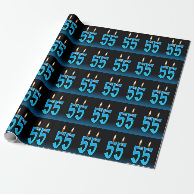 humourous 55th birthday candles with eyeballs wrapping paper (Unrolled)