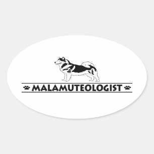 Humourous Alaskan Malamute Oval Sticker
