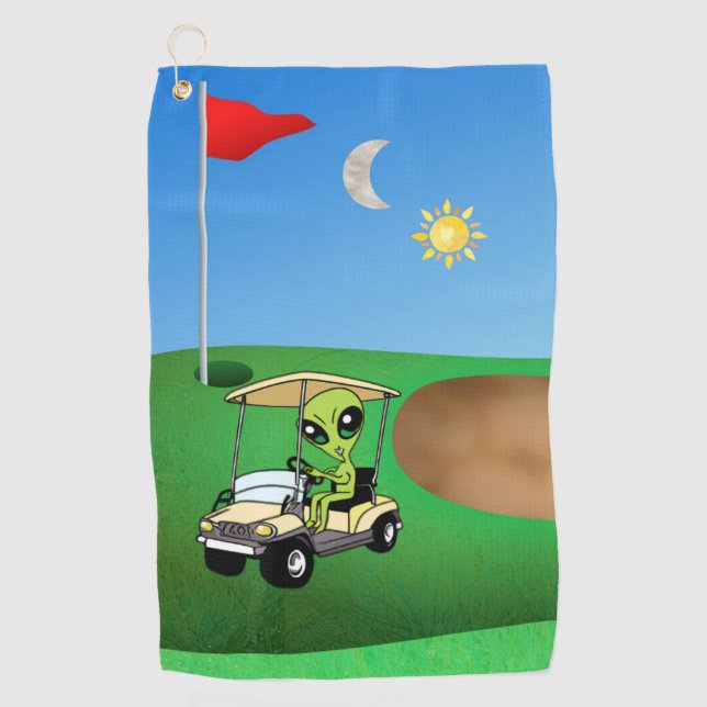 Humourous Alien Golf Towel (Front)