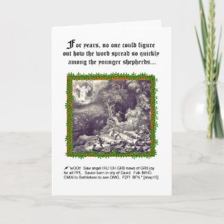 Humourous Angel-Shepherd Theme Christmas Card