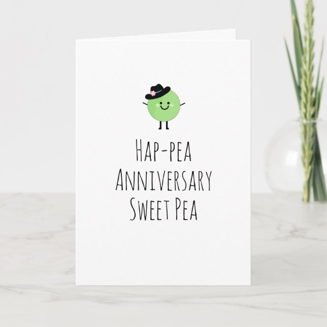 Humourous Anniversary Card Cute Sweet Pea (Front)