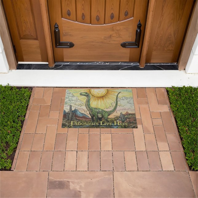 Humourous Apatosaurus Dinosaur Illustration Doormat (Outdoor)
