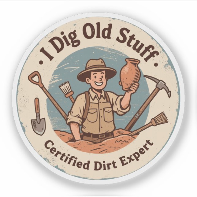 Humourous Archaeologist Digging Art (Front)