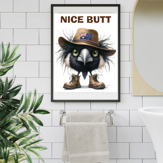Humourous Australian Magpie Neutral  Earthy Toilet Poster (Creator Uploaded)