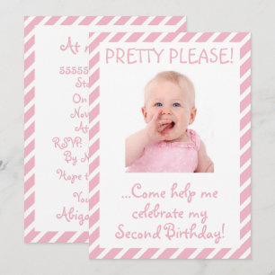 Humourous Baby Girl 2nd Birthday Party Invitation