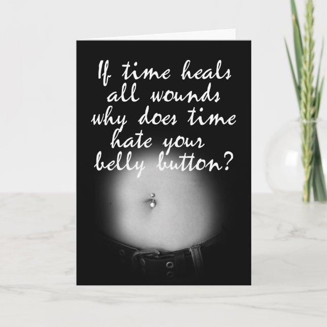Humourous belly button birthday card (Front)