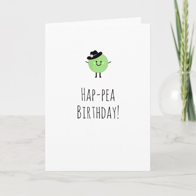 Humourous Birthday Card Cute Pea (Front)