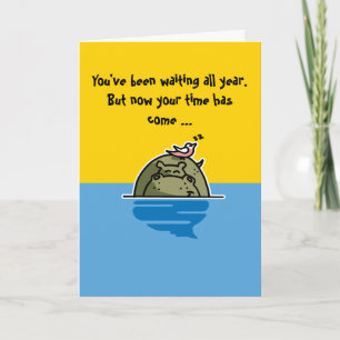 Humourous birthday card featuring a hippo