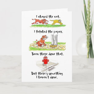 Humourous birthday card with dog character
