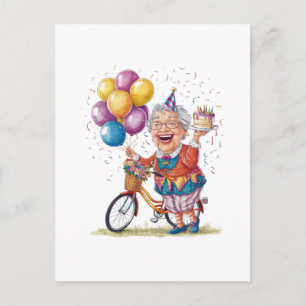 Humourous Birthday Gift for Grandma Riding Bike Holiday Postcard