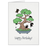 Humourous Birthday Ninjas in Bonsai Tree Card