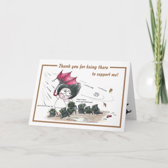 Humourous black cat Thank You card (Front)