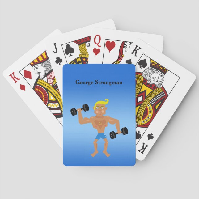 Humourous Bodybuilder style Male personalise Playing Cards (Back)
