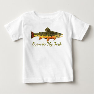 Humourous "Born to Fly Fish" Trout Fishing Baby T-Shirt