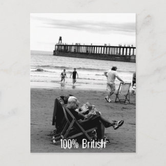 Humourous British at the Seaside in Monochrome Postcard