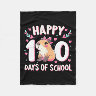 Humourous Capybara Happy 100th Day Of School Anima Fleece Blanket