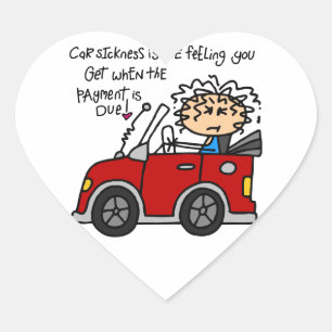 Humourous Car Sickness Heart Sticker
