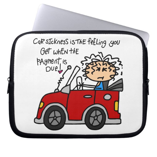 Humourous Car Sickness Laptop Sleeve (Front)