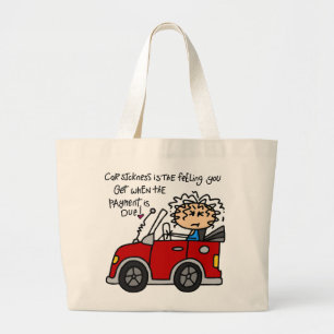 Humourous Car Sickness Large Tote Bag
